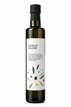 Side label of BESTEN ALYA Signature olive oil bottle describing its tasting notes